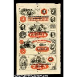 Washington, NC- Bank of Washington $3-$4-$5-$10 X1 Pennell 1350A, 1360A, 1370A, 1380A Uncut SheetA v