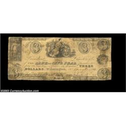 Wilmington, NC- The Bank of Cape Fear $3 Aug. 1, 1846 C48 Pennell 20CNA rare counterfeit. Well circu