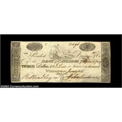 Wilmington, NC- The Bank of Cape Fear $3 June 9, 1818 C40 Pennell 55SPThe Haxby plate note of this v