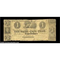 Wilmington, NC- The Bank of Cape Fear $4 May 1, 1847 S70 Pennell 95SPA very rare spurious note which