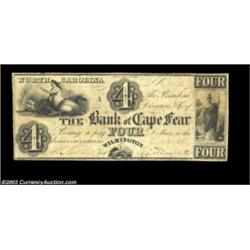 Wilmington, NC- The Bank of Cape Fear $4 G64a Pennell 80A nice example from the principal bank in Wi