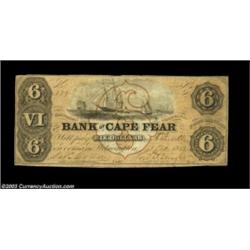Wilmington, NC- The Bank of Cape Fear $6 Oct. 1, 1858 G191b Pennell 160AA very attractive orange tin