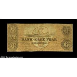 Wilmington, NC- The Bank of Cape Fear $6 Jan. 1, 1858 G405b Pennell 160AThe tinted $6 variety, this
