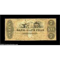 Wilmington, NC- The Bank of Cape Fear $7 June 1, 1858 G406b Pennell 170AAnother very attractive seve