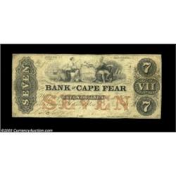 Wilmington, NC- The Bank of Cape Fear $7 Jan. 1, 1858 G406a Pennell 170A nice evenly circulated exam