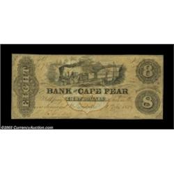 Wilmington, NC- The Bank of Cape Fear $8 Oct. 1, 1858 G193b Pennell 180AA very decent orange tinted