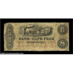 Wilmington, NC- The Bank of Cape Fear $8 June 1, 1856 G407a Pennell 180Very Good, with a few tiny pa