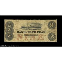 Wilmington, NC- The Bank of Cape Fear $9 Jan. 1, 1856 G408a Pennell 190A pleasing $9 from the Salem