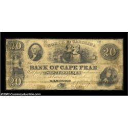 Wilmington, NC- The Bank of Cape Fear $20 July 4, 1844 G528 Pennell 280A very scarce piece, ex-Cox c