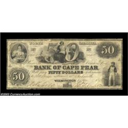 Wilmington, NC- The Bank of Cape Fear $50 Jan. 1, 1856 G212 Pennell 300A rare high denomination exam