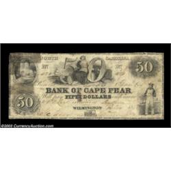 Wilmington- The Bank of Cape Fear $50 G424 Pennell 300A decent looking example from the Salem branch