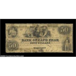 Wilmington, NC- The Bank of Cape Fear $50 Sept. 1, 1846 G478 Pennell 300A very scarce $50 note payab