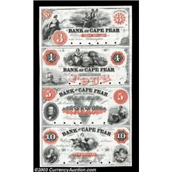 Wilmington, NC- The Bank of Cape Fear $3-$4-$5-$10 Pennell 40B-70A-130A-260 Uncut Sheet ProofsA shee