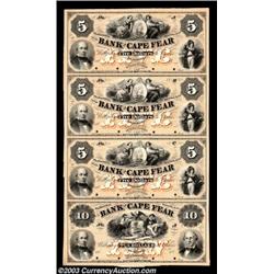 Wilmington, NC- The Bank of Cape Fear $5-$5-$5-$10 Pennell 150-150-150-250 Uncut Sheet ProofsA magni