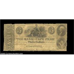 Wilmington, NC- The Bank of Cape Fear $3 (2) G280a, G492a Pennell 30Two pieces, the first from the G