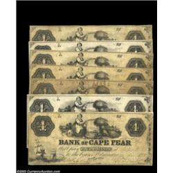Wilmington, NC- The Bank of Cape Fear $4 (7) G180, G236, G290, G394, G448, G502 (2) Pennell 70Seven