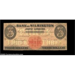 Wilmington, NC- Bank of Wilmington $3 Jan. 1, 1859 S5 Pennell 1415SPA scarce spurious issue, this wi