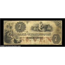 Wilmington, NC- Bank of Wilmington $7 G8a Pennell 1440A nice no-problems example of this scarce $7 n
