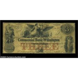 Wilmington, NC- Commercial Bank of Wilmington $3 July 9, 1854 G2a Pennell 540A very scarce note whic