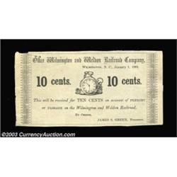 Wilmington, NC- Wilmington & Weldon Railroad Company 10¢ Jan. 1, 1862Printed on slightly different c