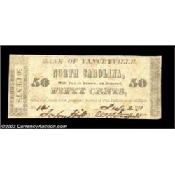 Yanceyville, NC- Bank of Yanceyville 50¢ July 2, 1861 G20 Pennell 1530A very scarce note. Very Fine.