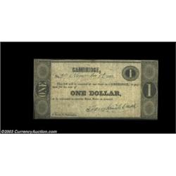 Cambridge, OH- Tompkins & Cash $1 Nov. 1, 1837A nice Hard Times example from an issuer we've not see