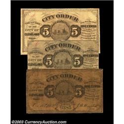 Cleveland, OH- City of Cleveland 5¢ Oct. 16, 1862Three pieces, Very Fine, Fine, Very Good.  3 notes