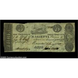 Marietta, OH - Bank of Marietta $3 Jan. 4, 1840 C34A counterfeit of a popularly collected denominati