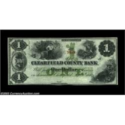 Clearfield, PA - Clearfield County Bank $1 Sept. 9, 1863 G2aAn especially attractive unsigned issue