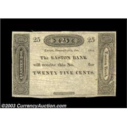 Easton, PA - Easton Bank 25¢ Jan,  1816A problem free unissued fractional denomination. Very Fine.