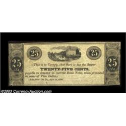 Lebanon, PA - Unknown Issuer 25¢ April 16, 1838An unsigned and unissued piece with a corner repair a