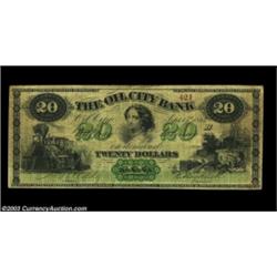 Oil City, PA - Oil City Bank $20 Sept. 15, 1864 G10aA railroad vignette appears at left with an oil