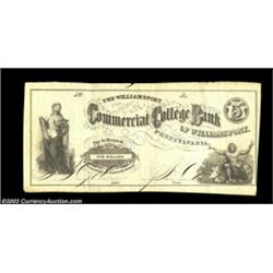 Williamsport, PA- The Williamsport Commercial College Bank $5 Schingoethe PA950-5A lovely example wi
