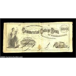 Williamsport, PA- The Williamsport Commercial College Bank $500 Schingoethe PA950-500A just plain ra