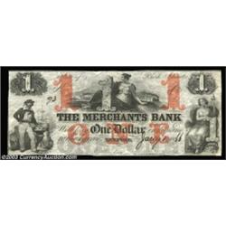 Newport, RI - The Merchants Bank $1 Jan. 1, 1866 G8bAlthough the serial number and date have been fi