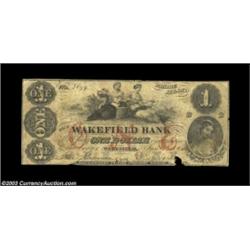 Wakefield, RI - Wakefield Bank $1 Jan. 1, 1864 G6aA very scarce note in any grade, this example is V