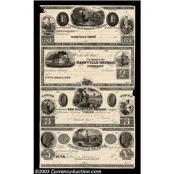 Nashville, TN - Nashville Bridge Company $1-$2-$3-$5 Uncut Sheet Garland 960, 962, UNL, 963A very ra