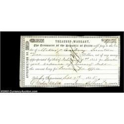 Austin, TX - Republic of Texas Treasury Warrant $17.00 Sept. 9, 1845 Cr. AW9 Medlar 15Although the c