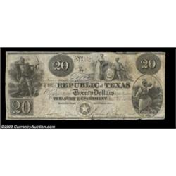 Austin, TX - Republic of Texas $20 Jan. 25, 1840 Cr. A6 Medlar 26A problem-free and attractive note
