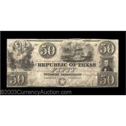 Austin, TX - Republic of Texas $50 Jan. 27, 1840 Cr. A7 Medlar 27Very Fine-Extremely Fine, CC, with