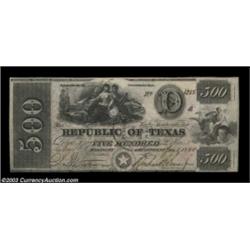 Austin, TX - Republic of Texas $500 Jan. 1, 1840 Cr. A9 Medlar 29A lovely example of this ever-popul