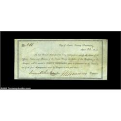 Austin, TX - Republic of Texas Naval Appropriation Warrant $50 Apr. 23, 1841 Cr. AW4 Medlar 46Extrem