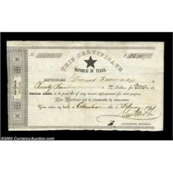 Columbia, TX - Republic of Texas "Texian Army" Warrant $24.00 Feb. 6, 1837 Cr. C6 Medlar 6A nice exa