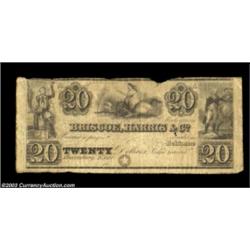 Harrisburg, TX - Briscoe, Harris & Co. $20 UNLThis rare and important note from this scarce issuer i