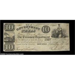 Houston, TX - Government of Texas $10 May 1, 1838 Cr. H17 Medlar 60A lovely Extremely Fine example w