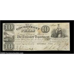 Houston, TX - Government of Texas $10 Feb. 5, 1839 Cr. H17 Medlar 60A lovely example of this type, w