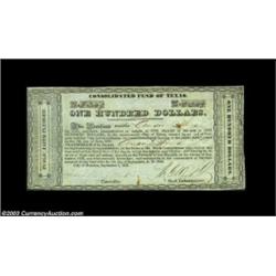 Houston, TX - Consolidated Fund of Texas $100 Sept. 1, 1837 Cr. CF7 Medlar 77Signed by Francis R. Lu