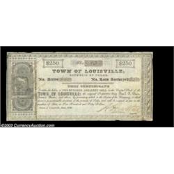 Louisville, TX - Town of Louisville $250 June, 1840 UNLThis remarkable note is unlisted in Medlar, w