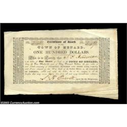 Menard, TX - Town of Menard $100 UNLA rare stock certificate from this small settlement on the San S