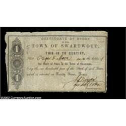 Swartwout, TX - Town of Swartwout UNLA very rare stock certificate that represented one hundredth pa